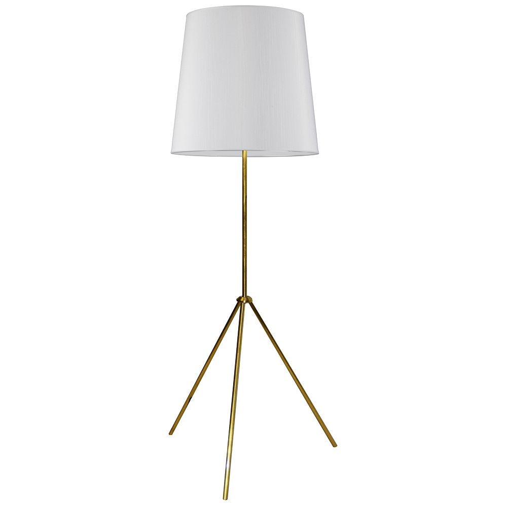Finesse Aged Brass Tripod Floor Lamp w/ JTone White Shade - Style # 64G56 - Image 0