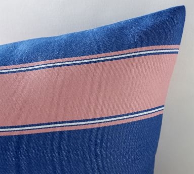 Outdoor Personalized Alessandra Stripe Lumbar Pillow, 16 x 26", Pink Multi - Image 1
