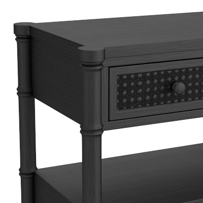 Colonial Cane 2 Drawer Nightstand, Wood, Ebony - Image 3