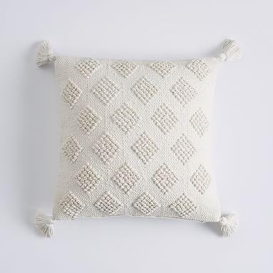 Diamond Loop Pillow Cover, 18 x 18, Ivory - Image 0
