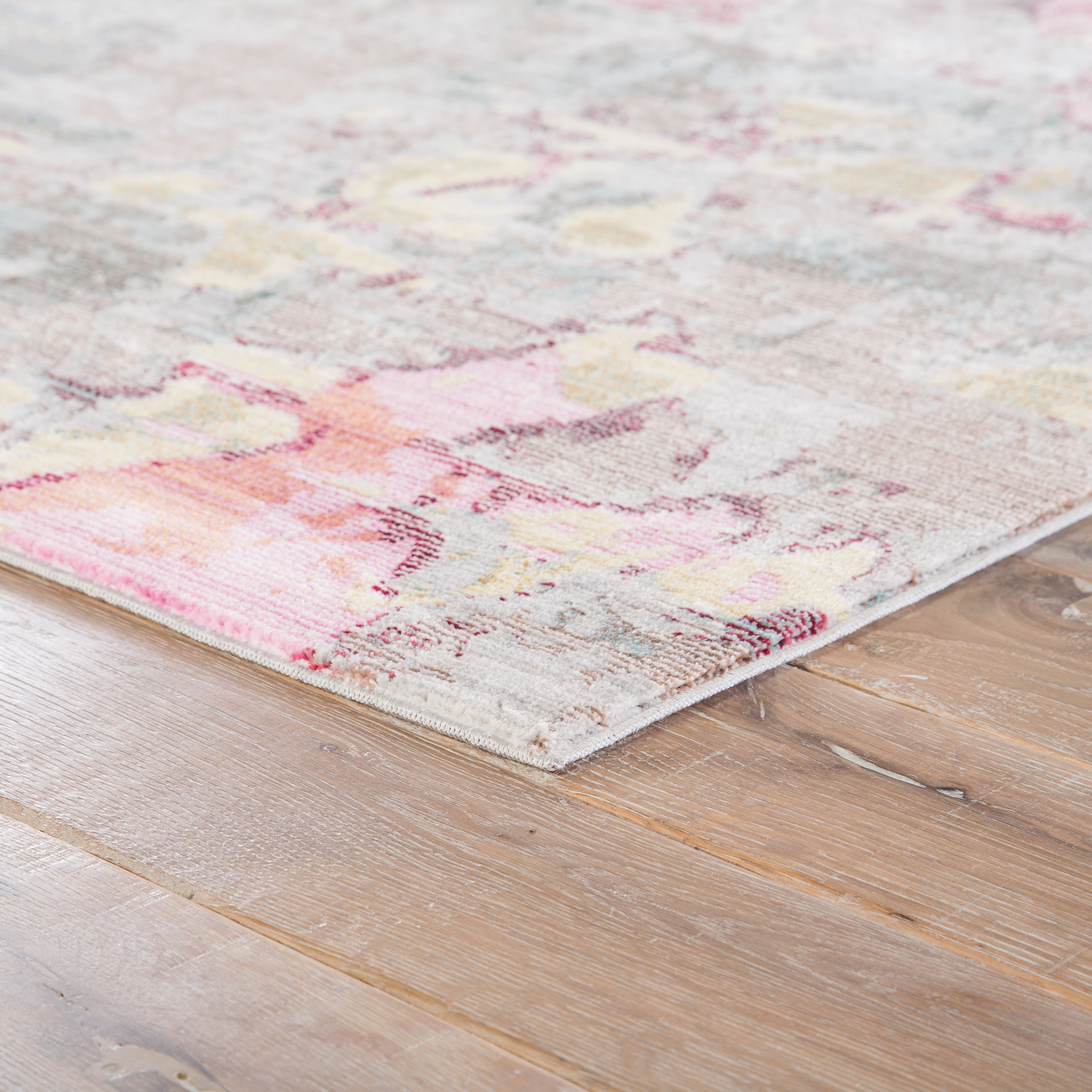 Ixion Abstract Beige/ Pink Area Rug (7.1" X 9.1') - Image 1