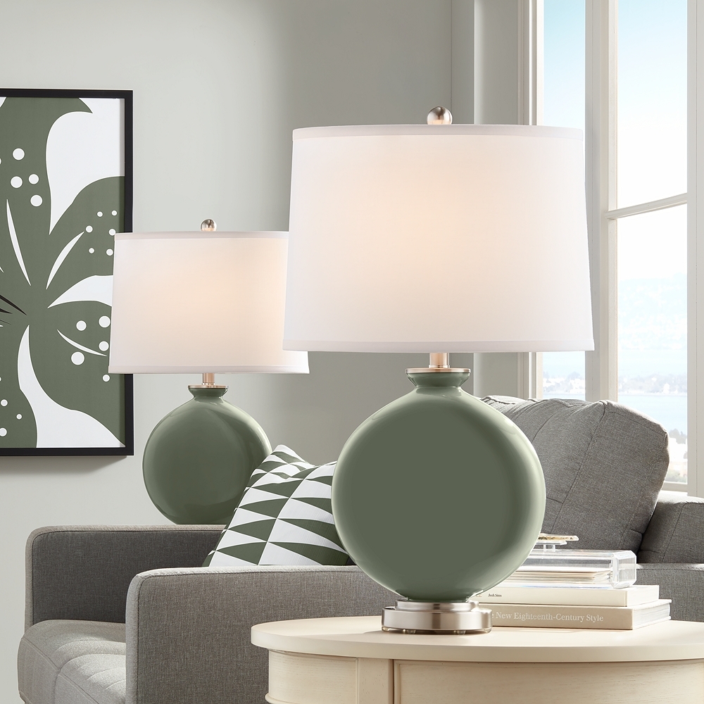 Color Plus Carrie 26 1/2" Deep Lichen Green Table Lamps Set of 2 - Image 0