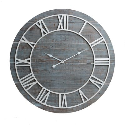 Oversized Cato Rustic Wood Framesless 36" Wall Clock - Image 0