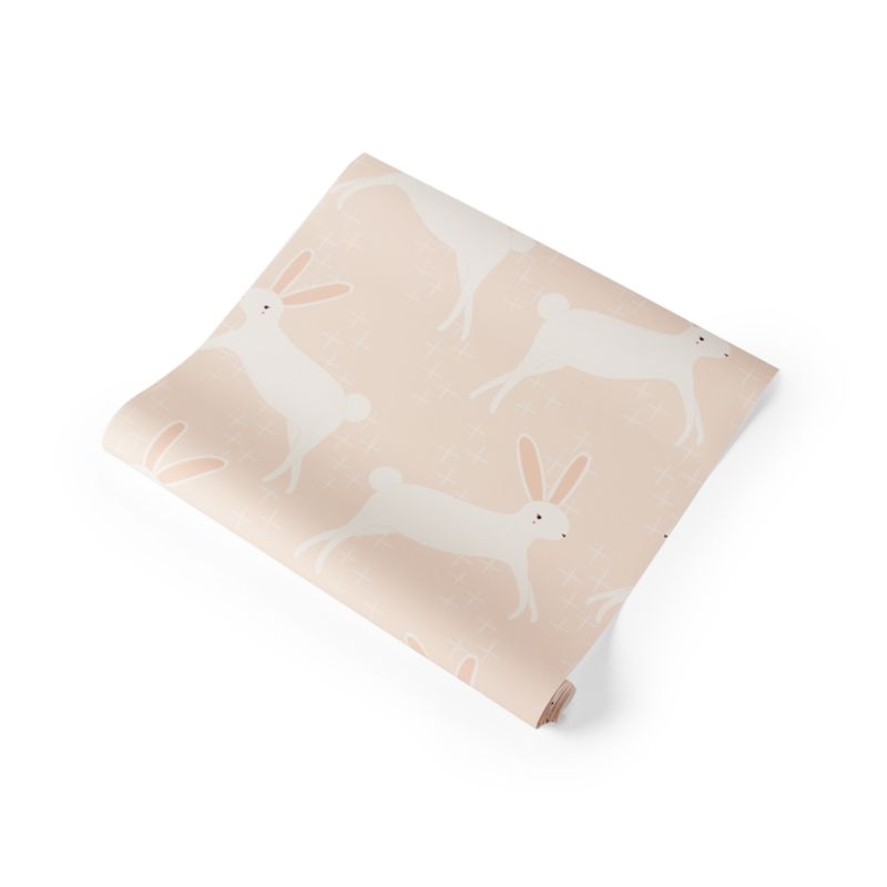 Pink Leaping Bunnies Removable Wallpaper - Image 1