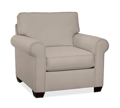 Buchanan Roll Arm Upholstered Armchair, Polyester Wrapped Cushions, Performance Twill Stone - Image 2