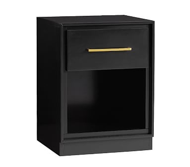 Art Deco Nightstand, High Gloss Black, Standard UPS Delivery - Image 0