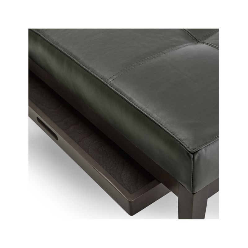 Nash Leather Tufted Square Ottoman with Tray - Image 5