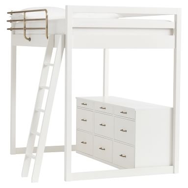Waverly Loft Bed & Triple Chest Set, Full, Simply White - Image 1