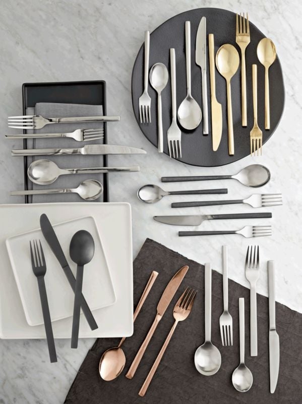 Tower 20-Piece Brushed Silver Flatware Set - Image 1