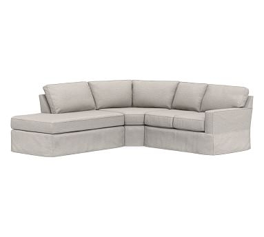 Buchanan Square Arm Slipcovered Right 3-Piece Wedge Bumper Sectional, Polyester Wrapped Cushions, Heathered Twill Stone - Image 2
