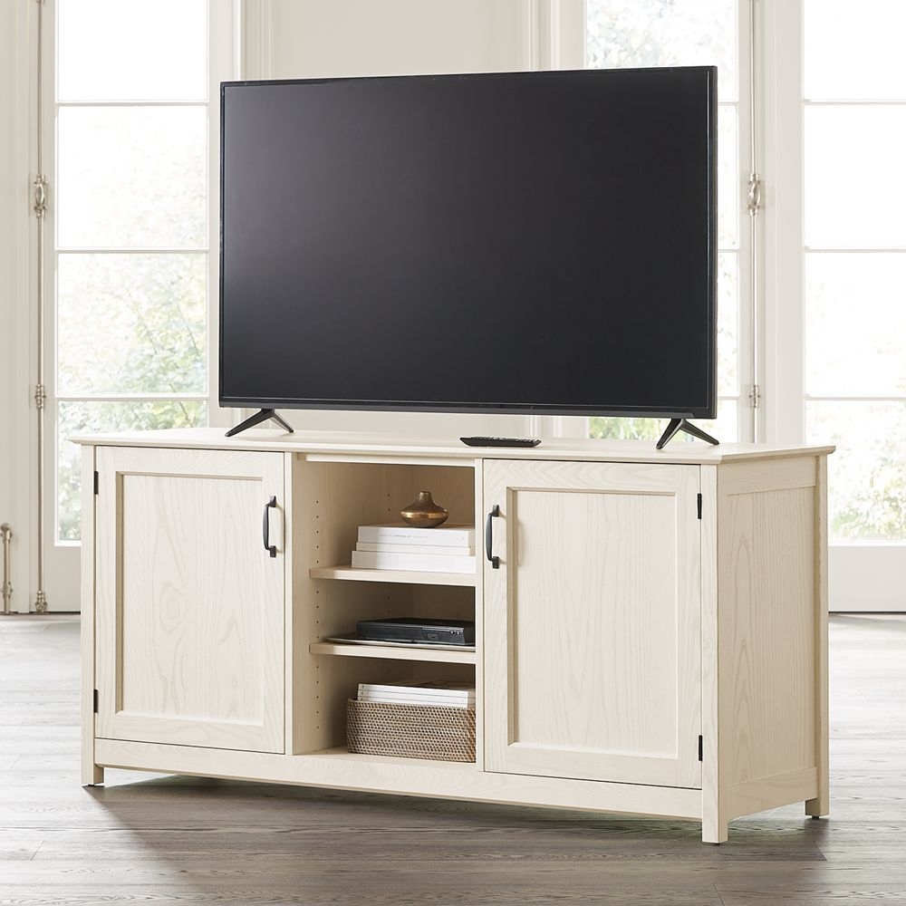 Ainsworth Cream 64" Media Console with Glass/Wood Doors - Image 0