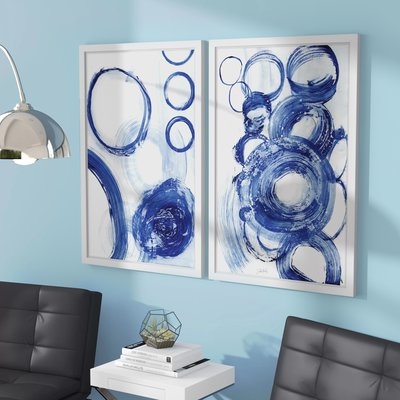 'Painted Circles Diptych' 2 Piece Framed Acrylic Painting Print Set - Image 0