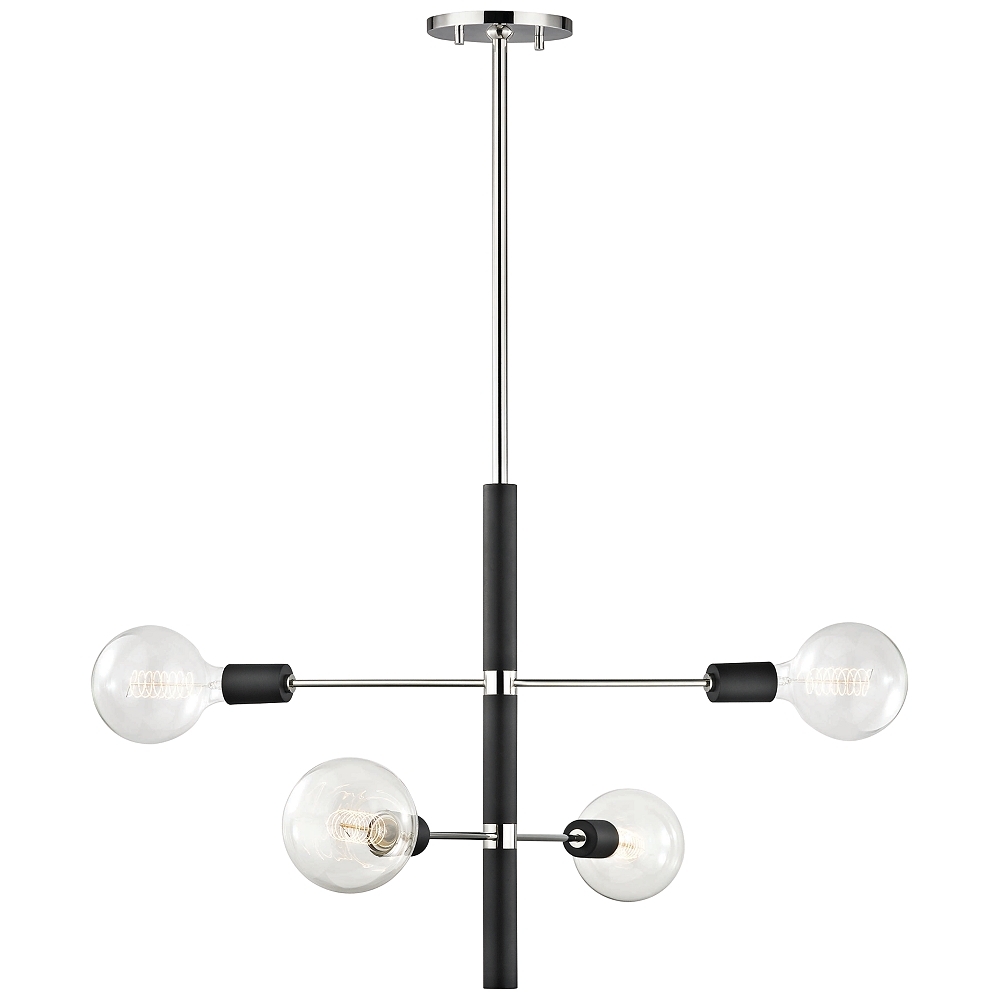 Astrid 24" Wide Polished Nickel and Black 4-Light Chandelier - Style # 47C99 - Image 0