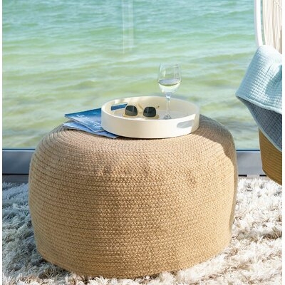 Braided Natural Indoor/Outdoor Pouf 30"W x 14"H - Image 0