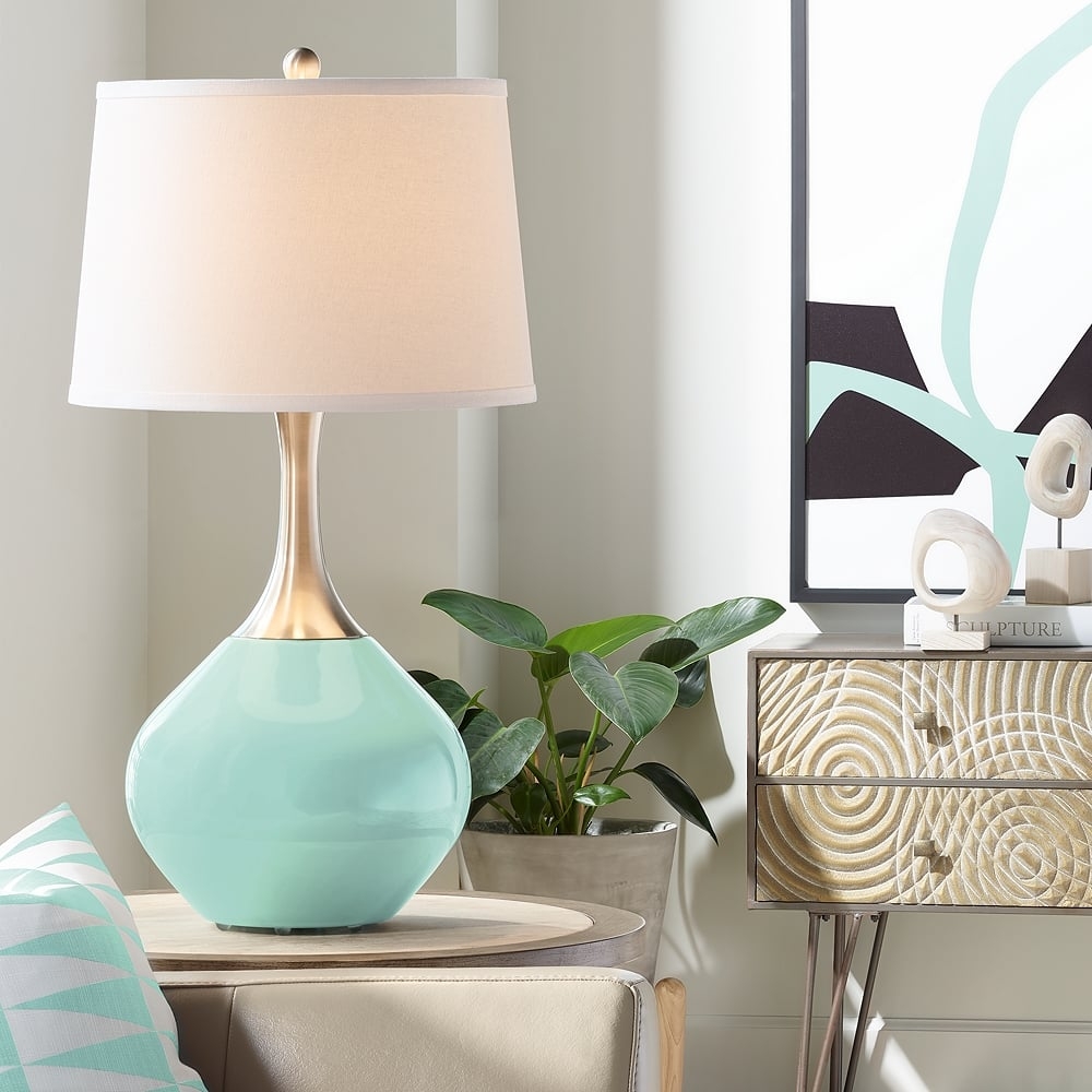 Color Plus Spencer 31" Modern Cay Blue Table Lamp - Image 0