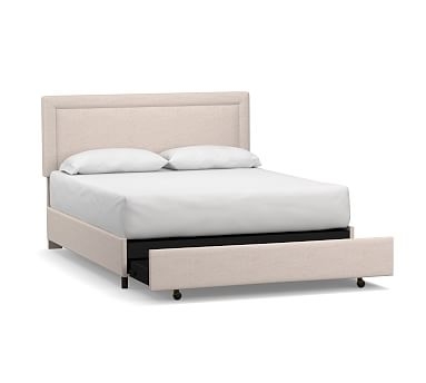 Elliot Square Upholstered Headboard with Footboard Storage Platform bed, Full, Basketweave Slub Ivory - Image 0