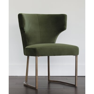 YORKVILLE DINING CHAIR  ANTIQUE BRASS  MOSS GREEN FABRIC - Image 0