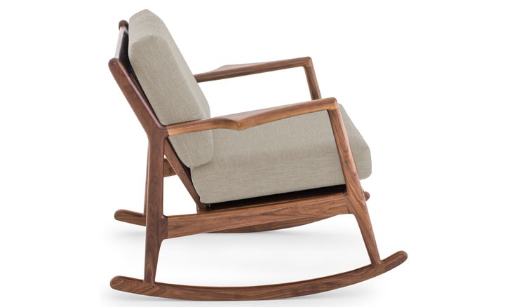 Beige Collins Mid Century Modern Rocking Chair - Chance Sand - Walnut - Image 1