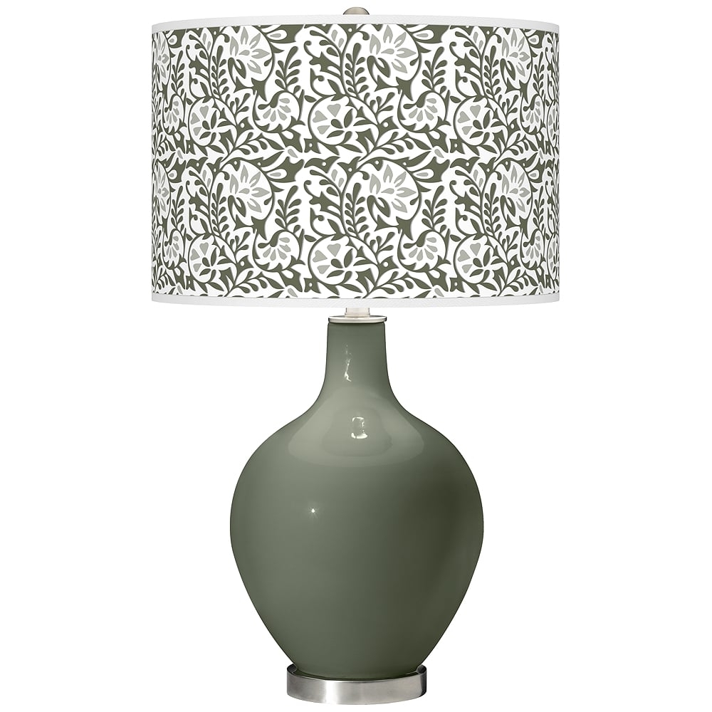 Color Plus Ovo 28 1/2" Gardenia Shade Deep Lichen Green Table Lamp - Image 0