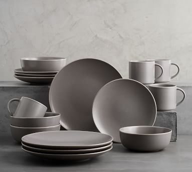 Mason Stoneware 16-Piece Dinnerware Set - Charcoal - Image 1