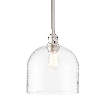 Textured Glass Pole Pendant with Nickel Hardware, Large - Image 0