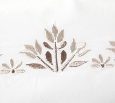 Blossom Embroidered Organic Duvet Cover, Full/Queen, White - Image 5
