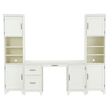 Hampton Smart Storage Desk & Bookcase with Cabinet Set, Simply White - Image 0
