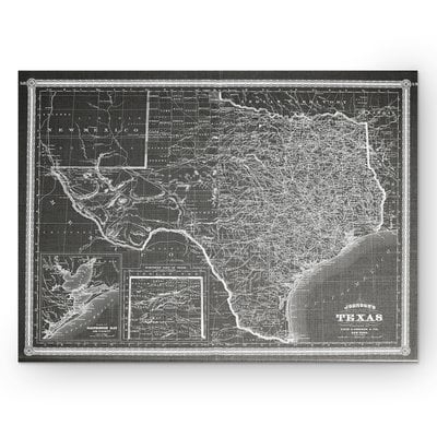 'Vintage Map Texas' Graphic Art Print on Wrapped Canvas in Gray - Image 0