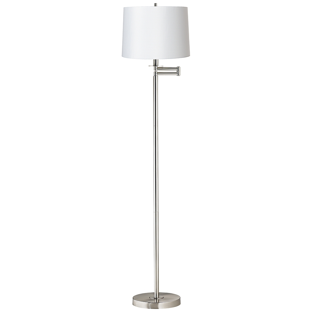 White Brushed Nickel Swing Arm Floor Lamp - Style # 17D88 - Image 0