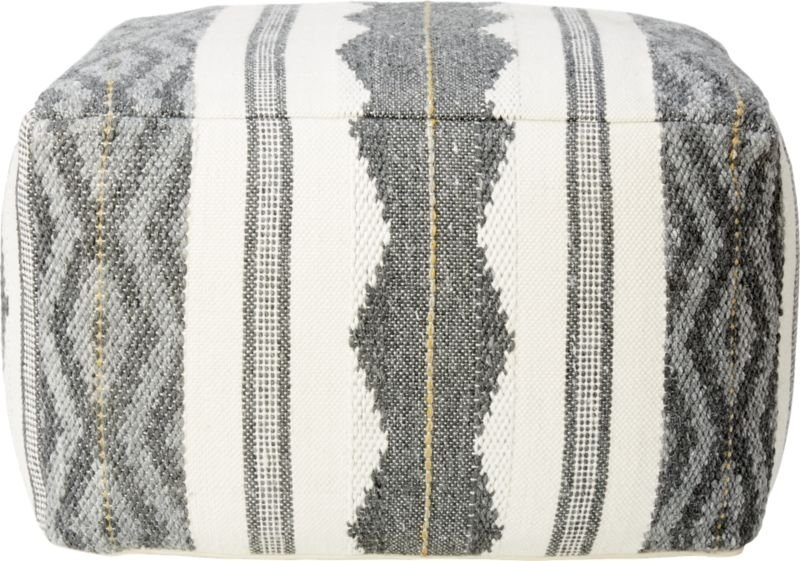 Delsey Grey Woven Pouf - Image 2