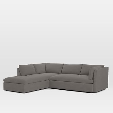 Shelter Set 2- Right Arm Sofa, Left Arm Terminal Chaise, Herringbone Faux Suede, Charcoal - Image 2