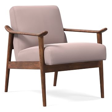 Midcentury Show Wood Chair, Poly, Astor Velvet, Dusty Blush, Pecan - Image 0