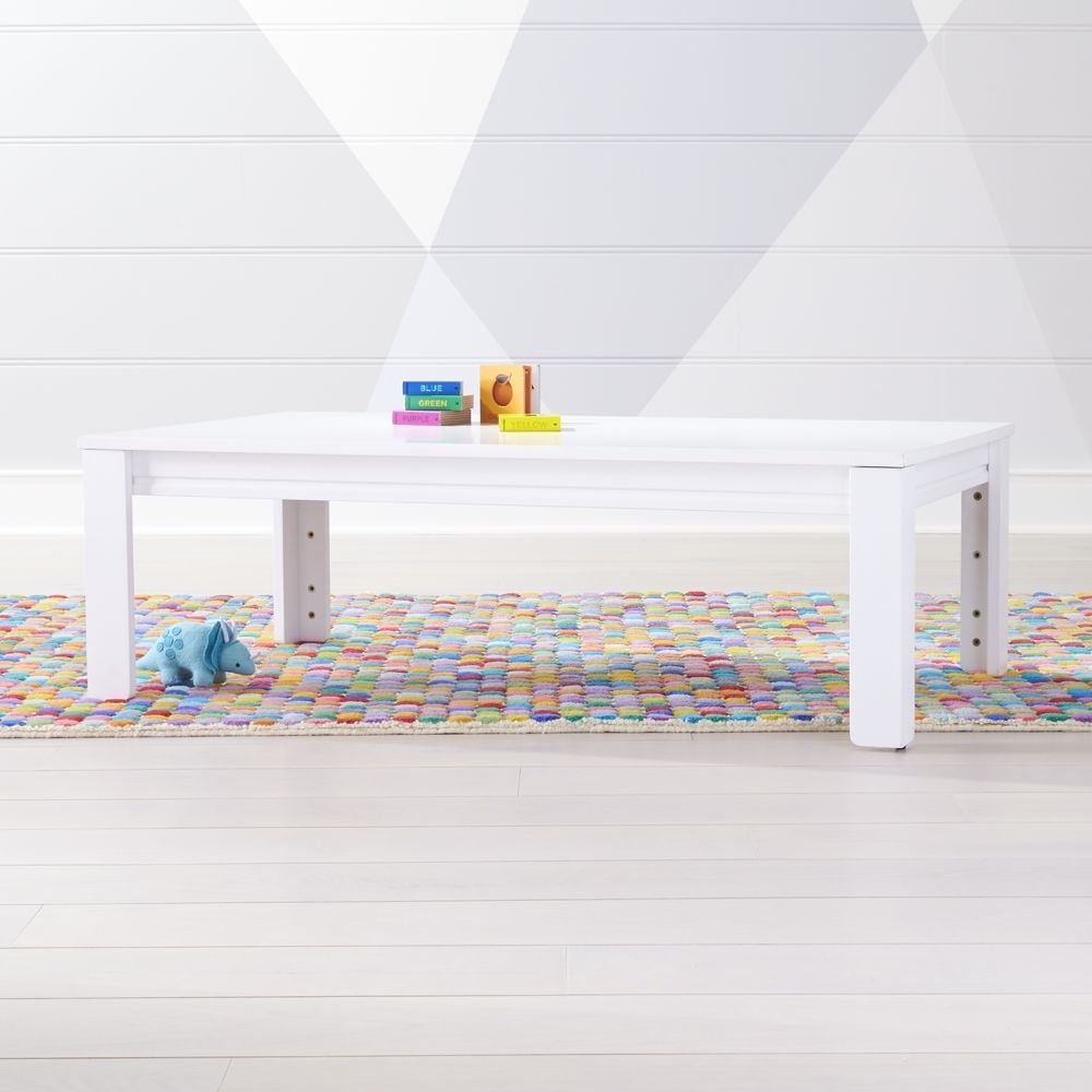Adjustable White Wood Large Kids Table with 15" Legs - Image 0