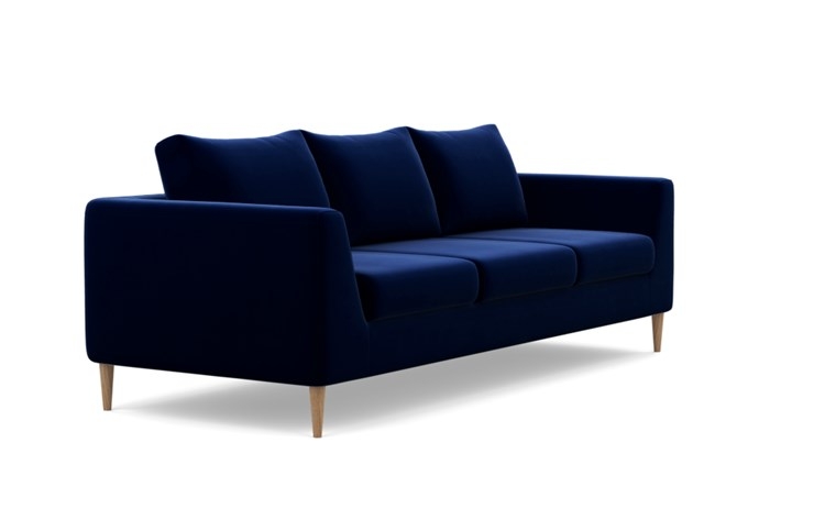 Asher Sofa with Blue Bergen Blue Fabric and Natural Oak legs - Image 1
