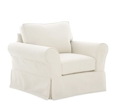 PB Comfort Roll Arm Slipcovered Armchair 39", Box Edge Memory Foam Cushions, Basketweave Slub Ivory - Image 3