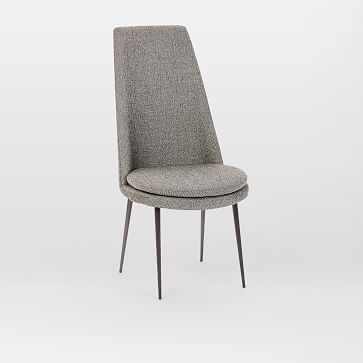 Finley High-Back Upholstered Dining Chair, Twill, Granite, Gun Metal - Image 0