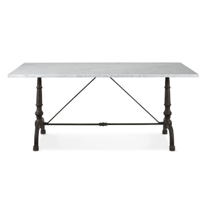 La Coupole Iron Bistro Table with Marble Top, Rectangular, 72" X 38" - Image 0
