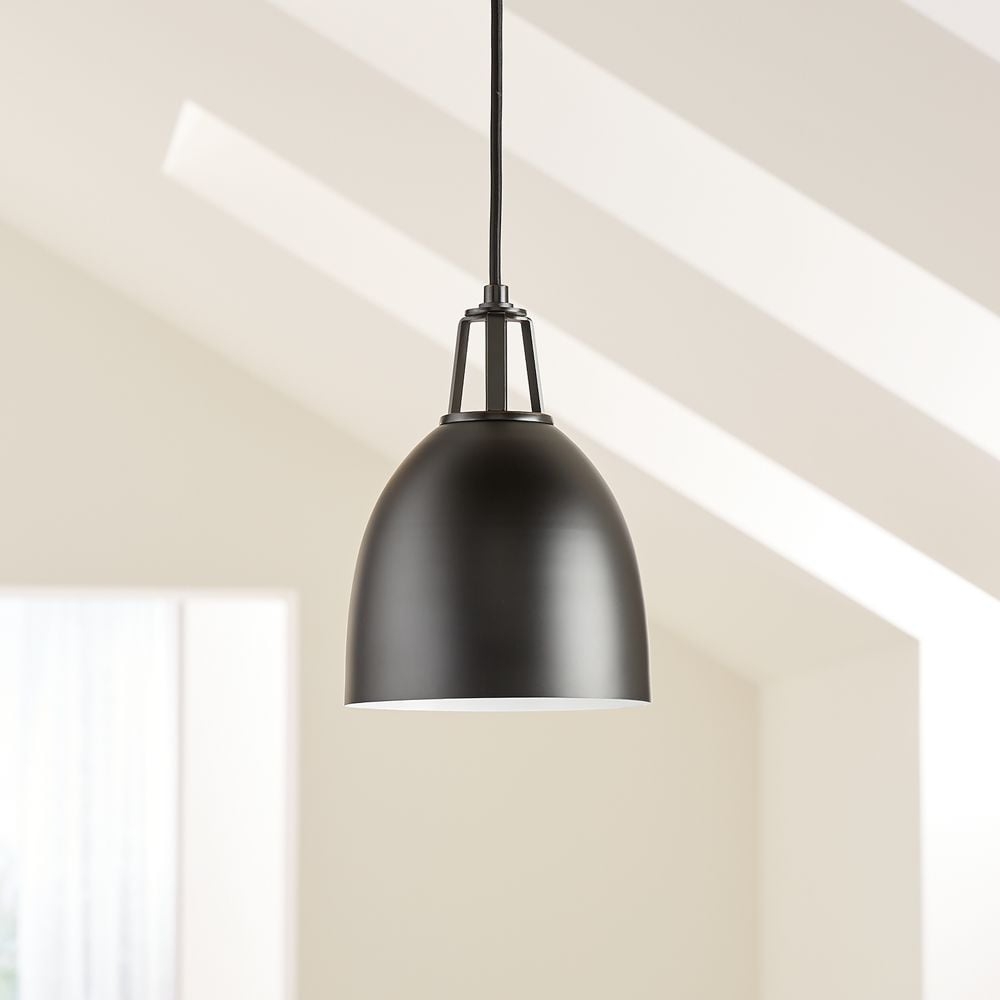 Maddox Black Dome Small Pendant Light with Black Socket - Image 0