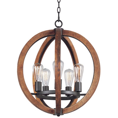 Orly 5 - Light Unique / Statement Globe Chandelier with Wood Accents - Image 0