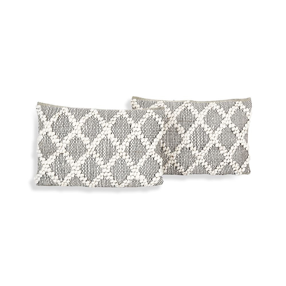 Austine Grey and Cream Pillows 24"x16", Set of 2 - Image 1