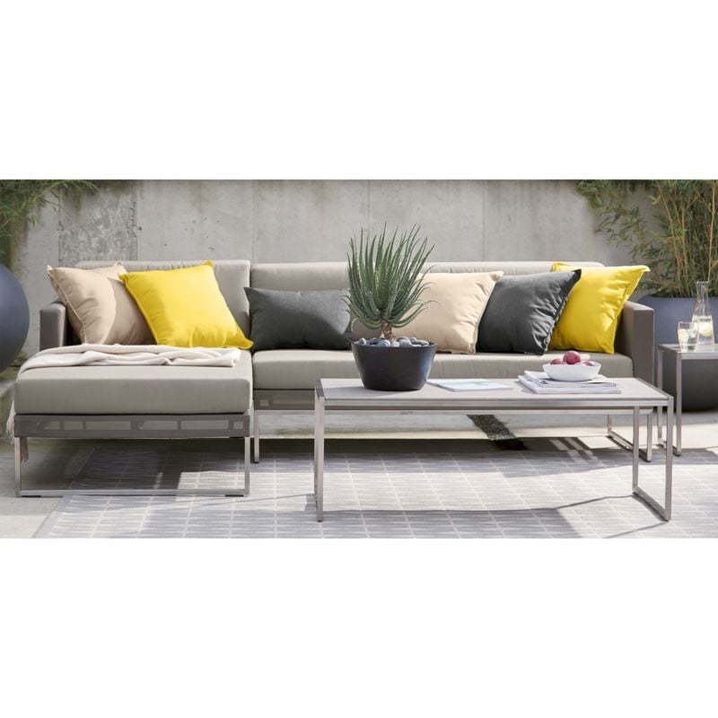 Dune Taupe Right Arm Loveseat with Sunbrella ® Cushions - Image 1