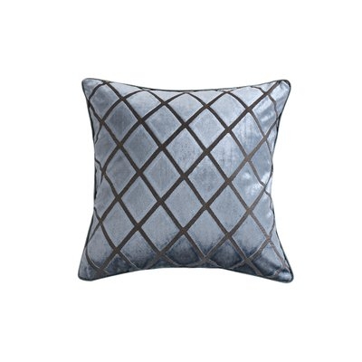 Carbaugh Chequer Patterned Velvet Throw Pillow - Image 0
