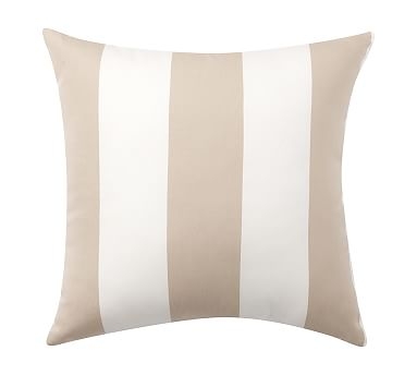Sunbrella(R), Awning Striped Outdoor Pillow, 24", Linen Sand - Image 2