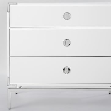 Malone Campaign Storage 3-Drawer Dresser, White Lacquer - Image 3