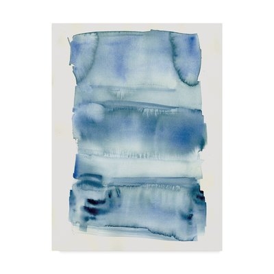 'Abstract Blue Watercolor' Watercolor Painting Print on Wrapped Canvas - Image 0