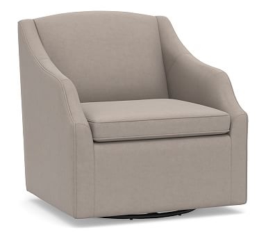 SoMa Emma Upholstered Swivel Armchair, Polyester Wrapped Cushions, Performance Everydayvelvet(TM) Carbon - Image 2