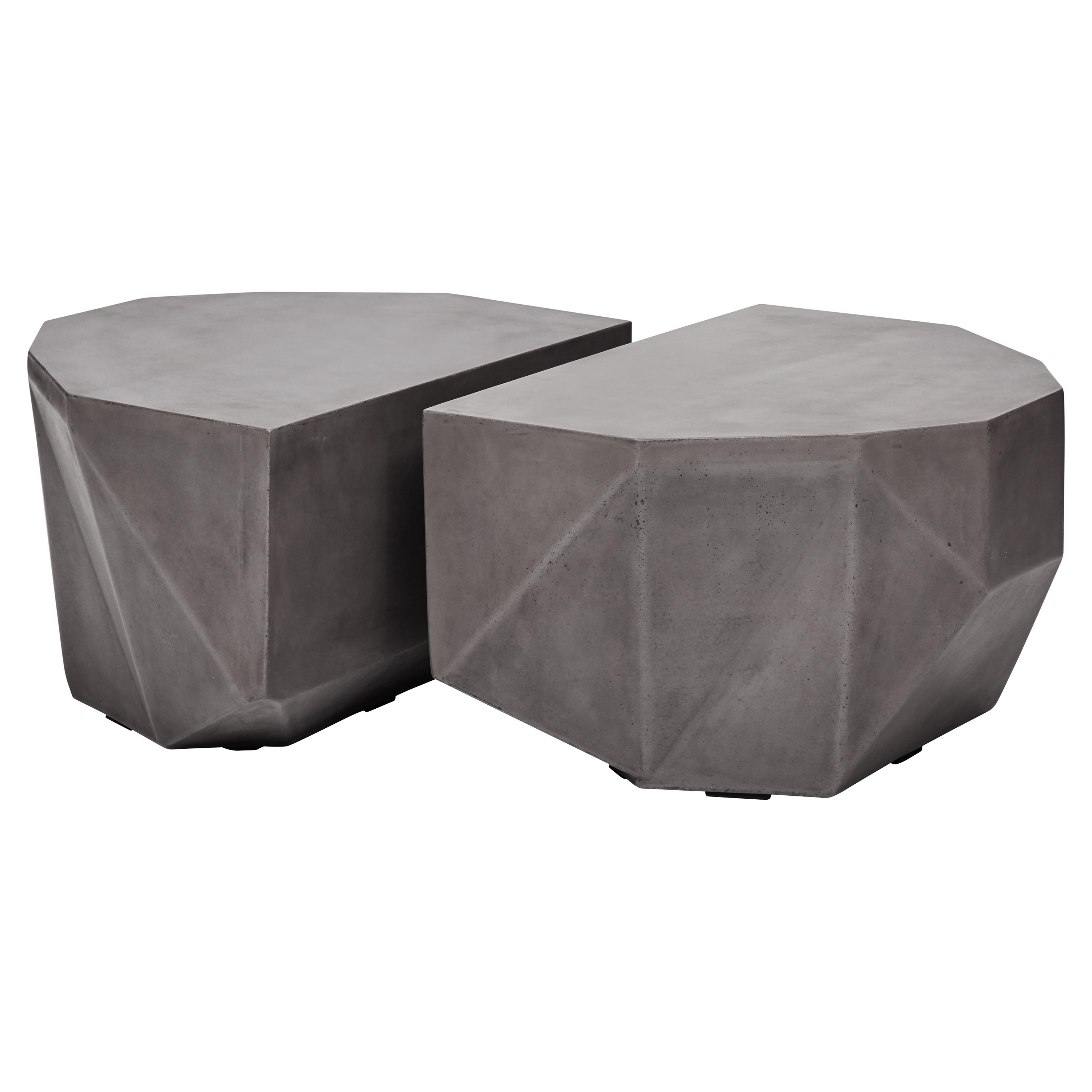 Lily Modern Classic Dark Grey Geometric Outdoor Coffee Table - Set of 2 - Image 1