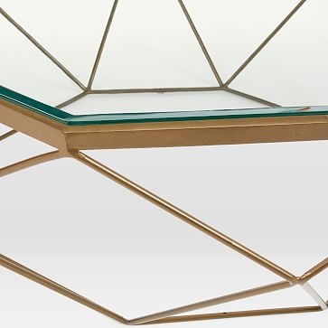 Geometric Coffee Table, Glass/Antique Brass - Image 3