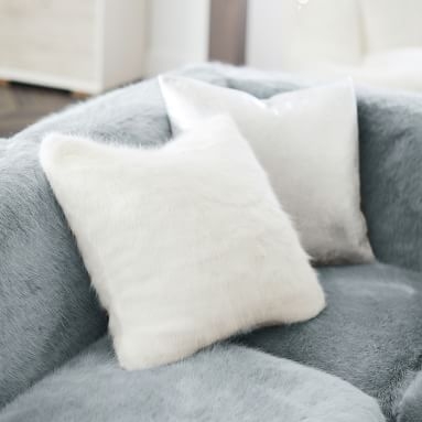 Ivory Ice Faux-Fur Pillow Cover, 18X18 - Image 1