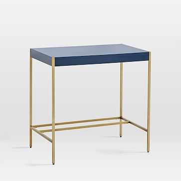 Zane Mini Desk, Navy/Antique Brass - Image 2